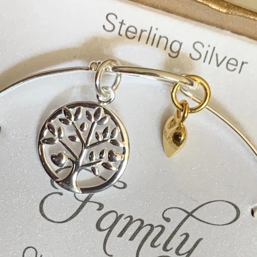 Inspirational Quotes Family Silver Bangle